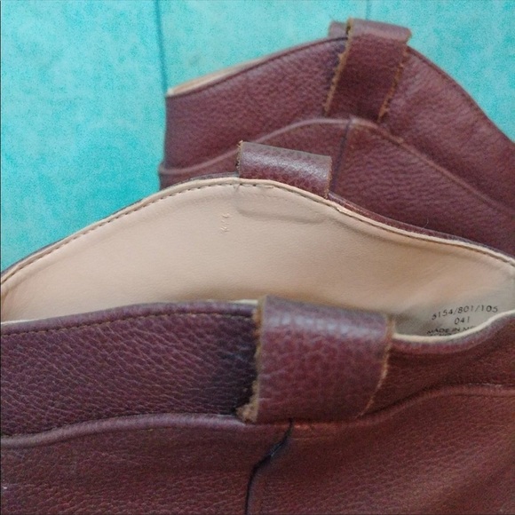 Zara western style brown leather heeled booties pull on pointed toe ankle boots - Picture 2 of 8